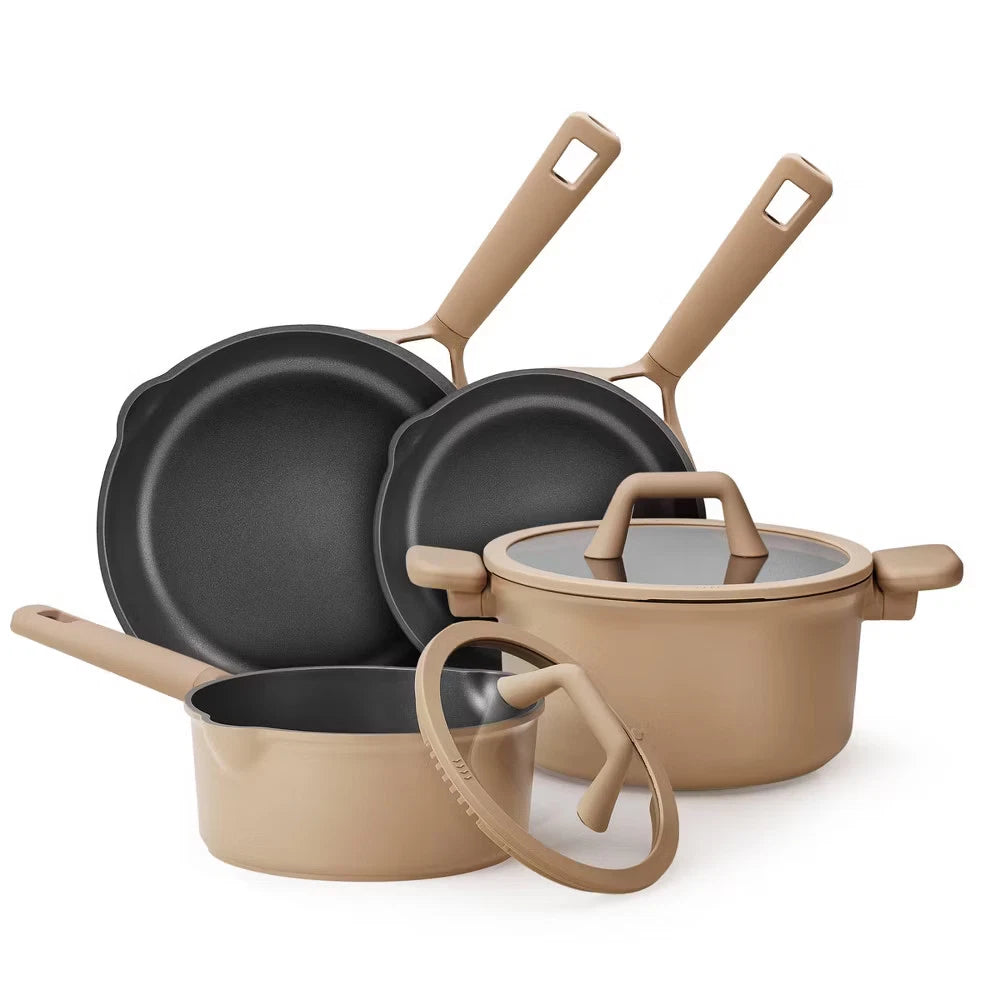 9pc Nonstick Cookware Set Taupe