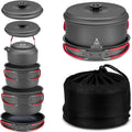 Camping Cookware Set – Compact Hard Alumina Pots & Pans w/ Carry Bag