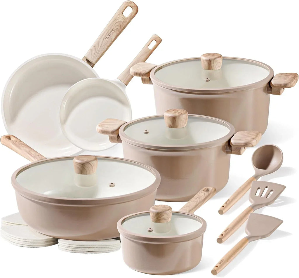 18Pcs Ceramic Pots and Pans Set Non Stick, Healthy Cookware Set, PFAS/PFOA Free,